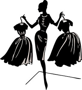 Woman holding dresses 