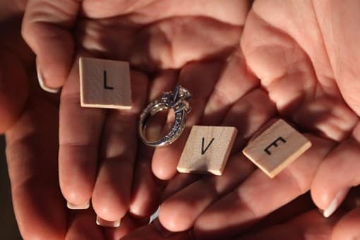 ring and scrabble tiles 